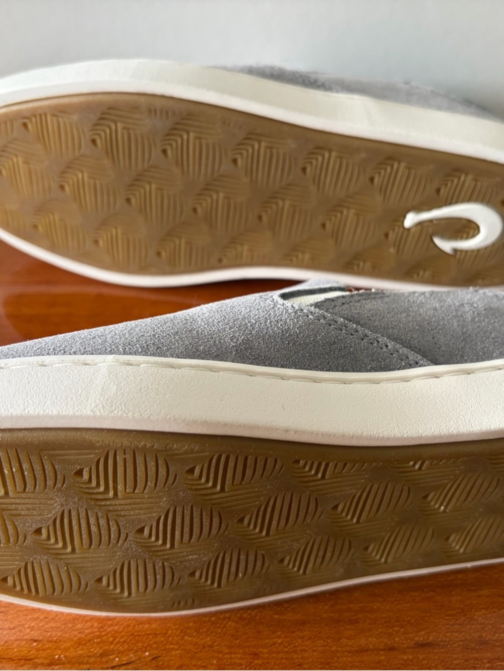 OluKai Women's Slip-On Suede Loafers in Light Gray - Picture 10 of 11
